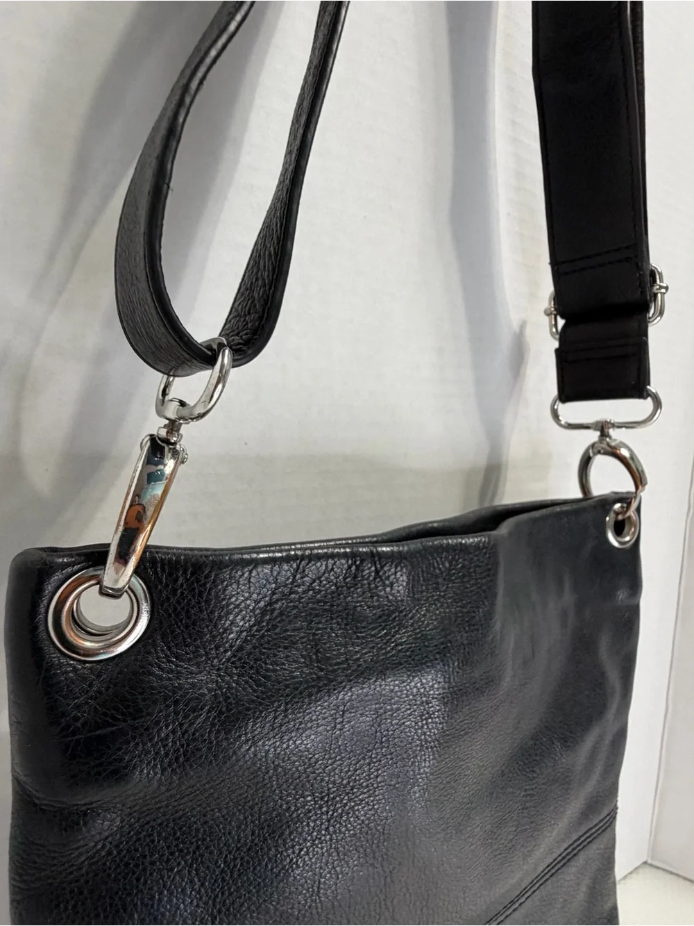 Y2K margot Black Genuine Leather Label Accent